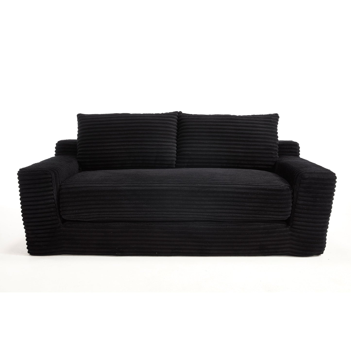 NEW Loveseat Sofa Bed with Memory Foam & Steel Frame - Convertible 2-in-1 Design, Black Corduroy, No Assembly