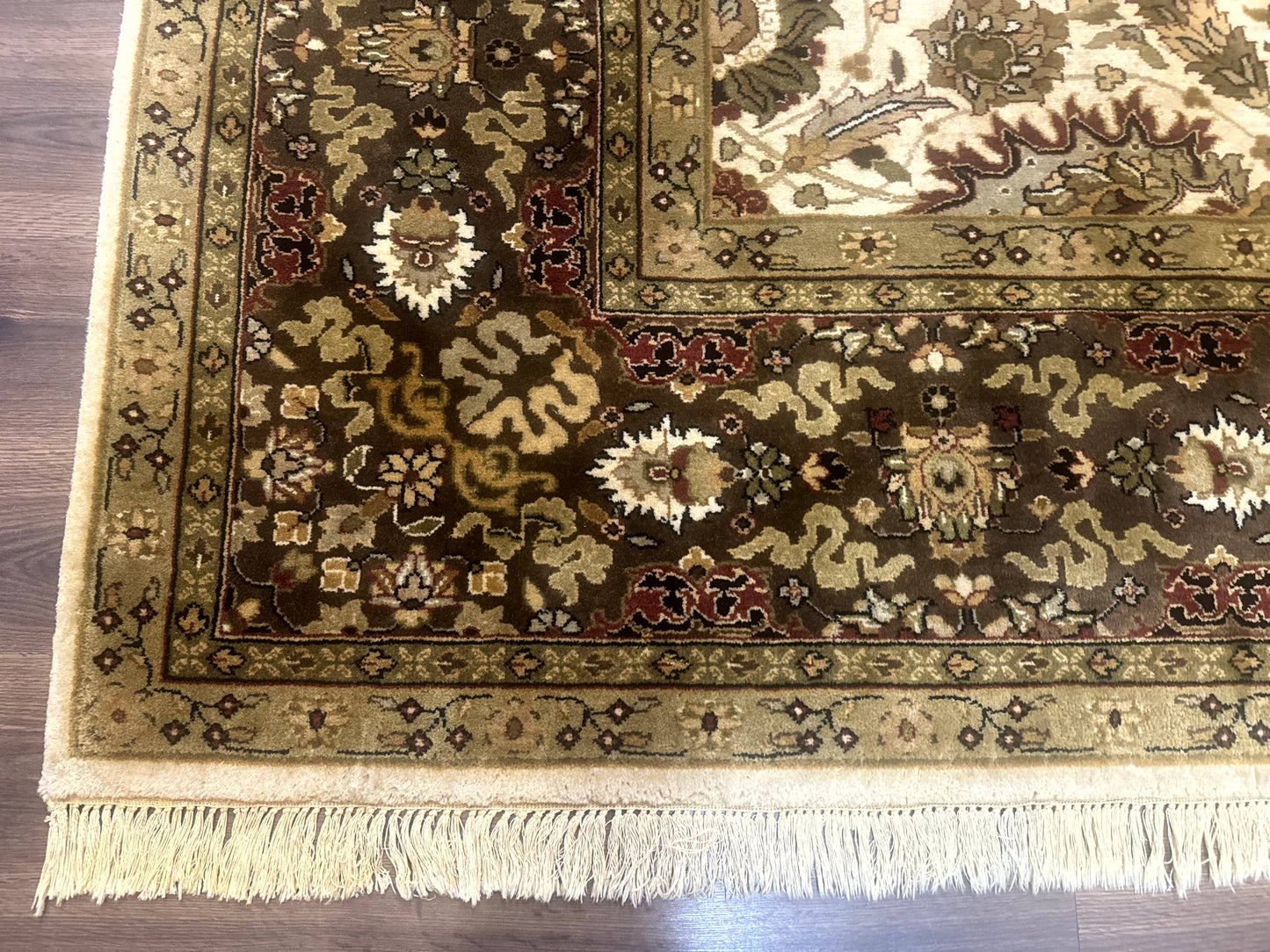 USED Indo Persian Mahal Rug 8x10, Floral Traditional Wool Oriental Carpet