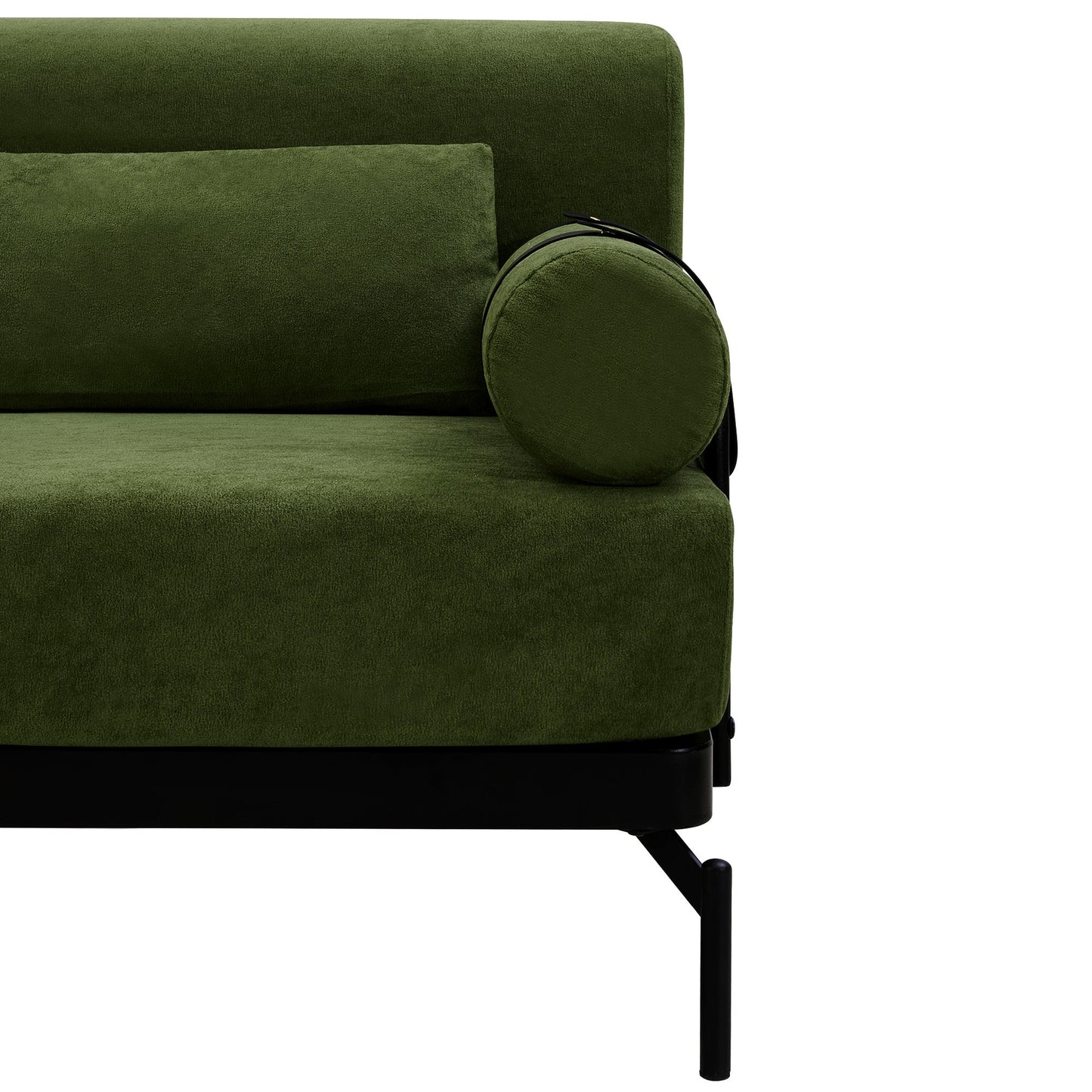 NEW Modern Green Chenille Foam 2 Seat Pillow Top Arms Metal Frame Loveseat