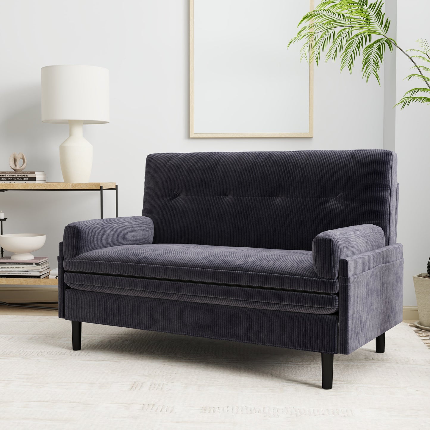 NEW Grey Velvet Loveseat Sofa Bed Lounge Couch