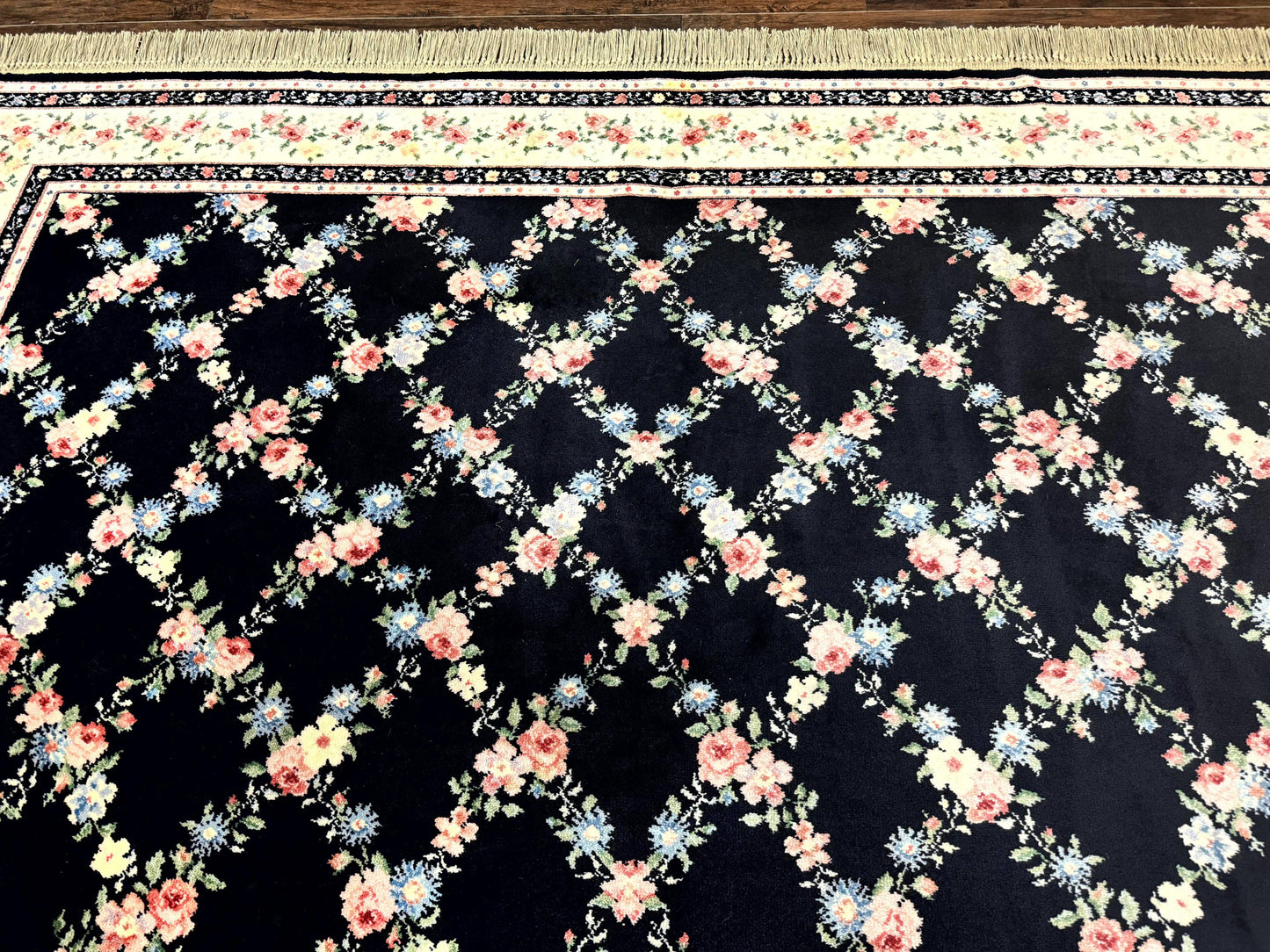USED Karastan Rug 8.8 x 12, Garden of Eden #509/1270, Ebony Trellis, Vintage Discontinued Wool Pile Karastan Carpet