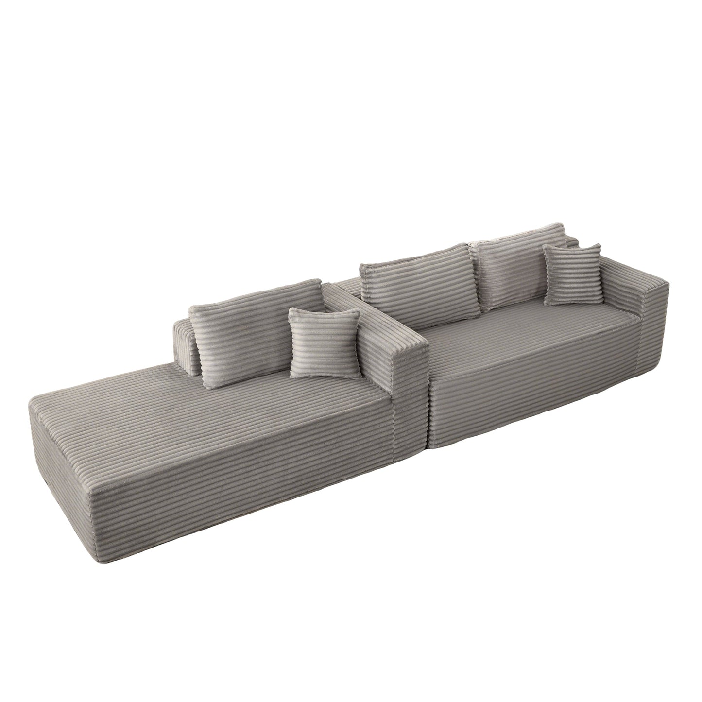 NEW Grey Compression Sectional Couch Boneless L Shape Sofa