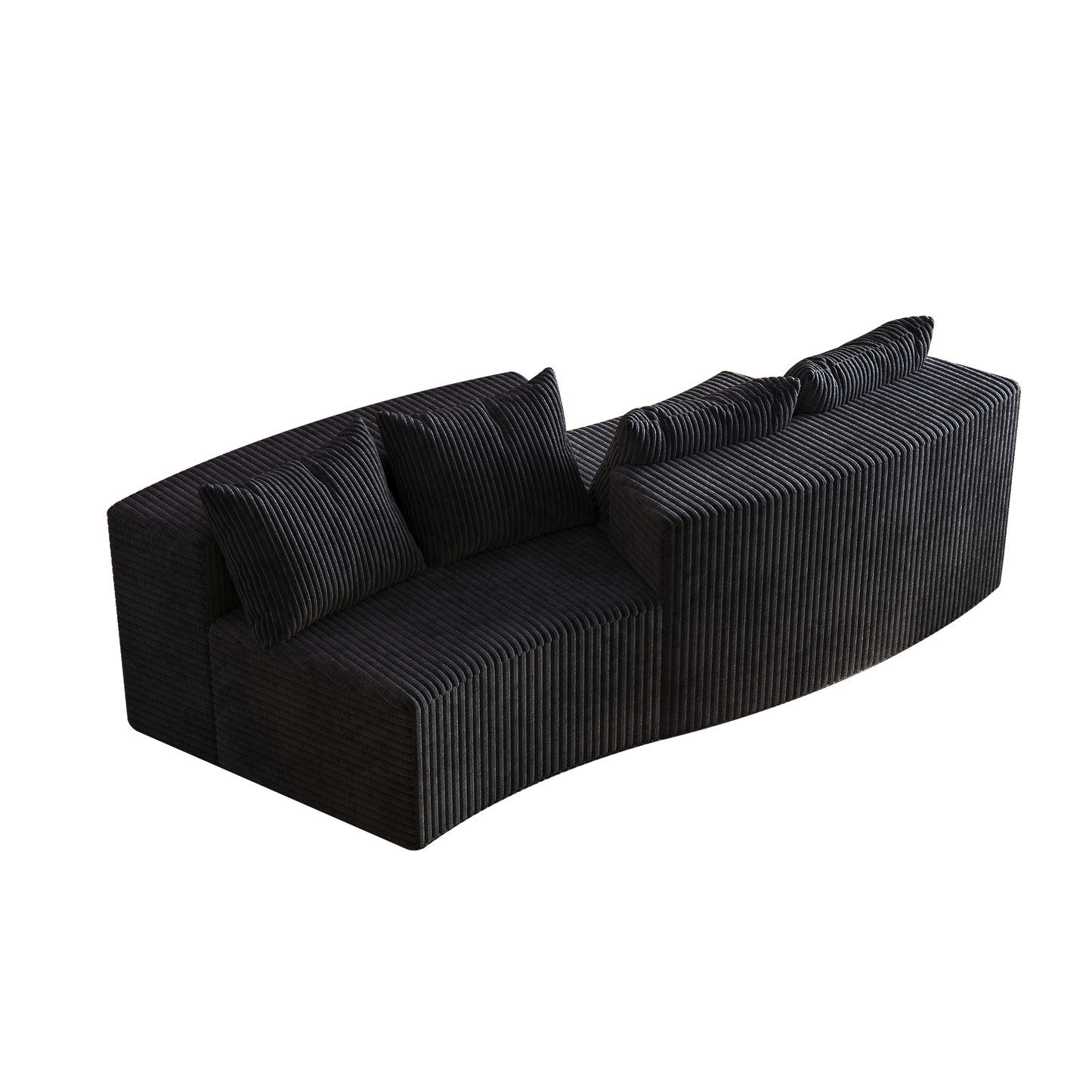 NEW Corduroy curved sectional sofa with four pillows,Curved Symmetrical Modular Semi Circular Sofa Sectional for bedroom, living room, office for leisure or nap, reading room, and lobby(Two modules)