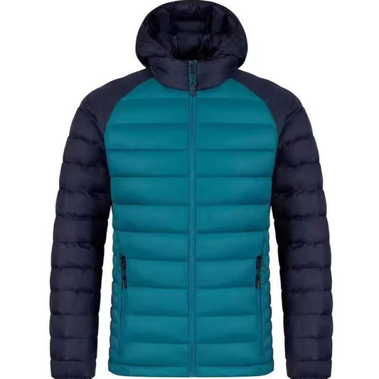 NEW Men's Fleece-lined Thick Hooded Rib Cotton-padded Jacket