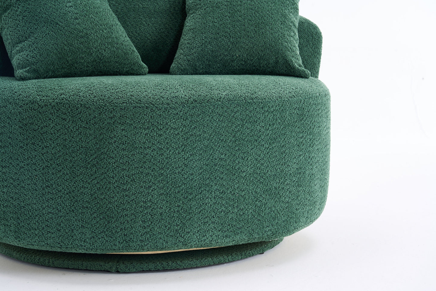 NEW 360° Green Swivel Accent Barrel Round Upholstered Sofa Chair with 3 Removable Pillows