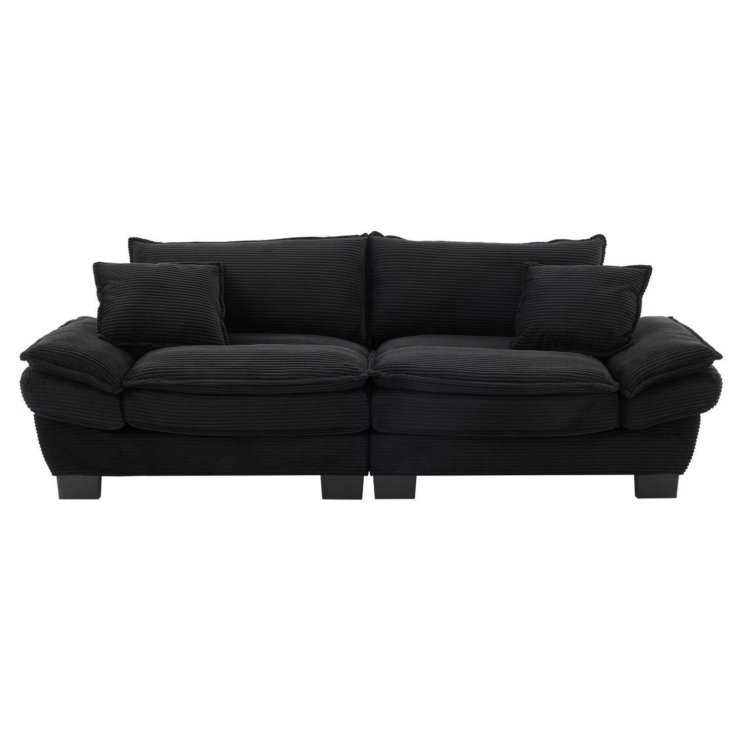 NEW Black Corduroy Sofa Sleeper Couch Loveseat Comfy Upholstered Deep Seat Sofa