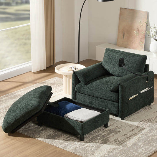 New Chenille Wide Seat Chaise Lounge