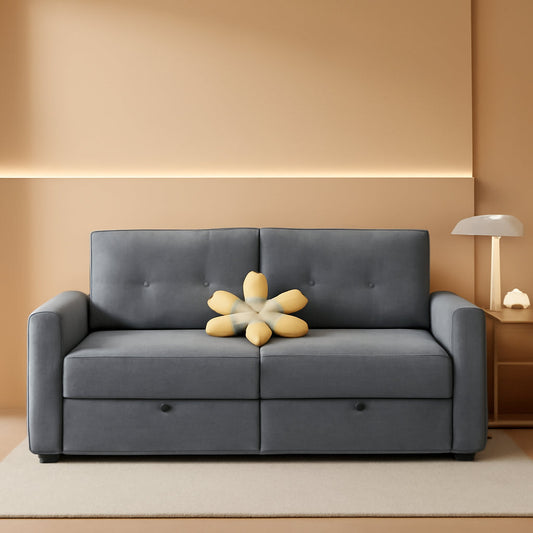 NEW Gray Queen CorduroyTexture Transformable Sofa Bed USB