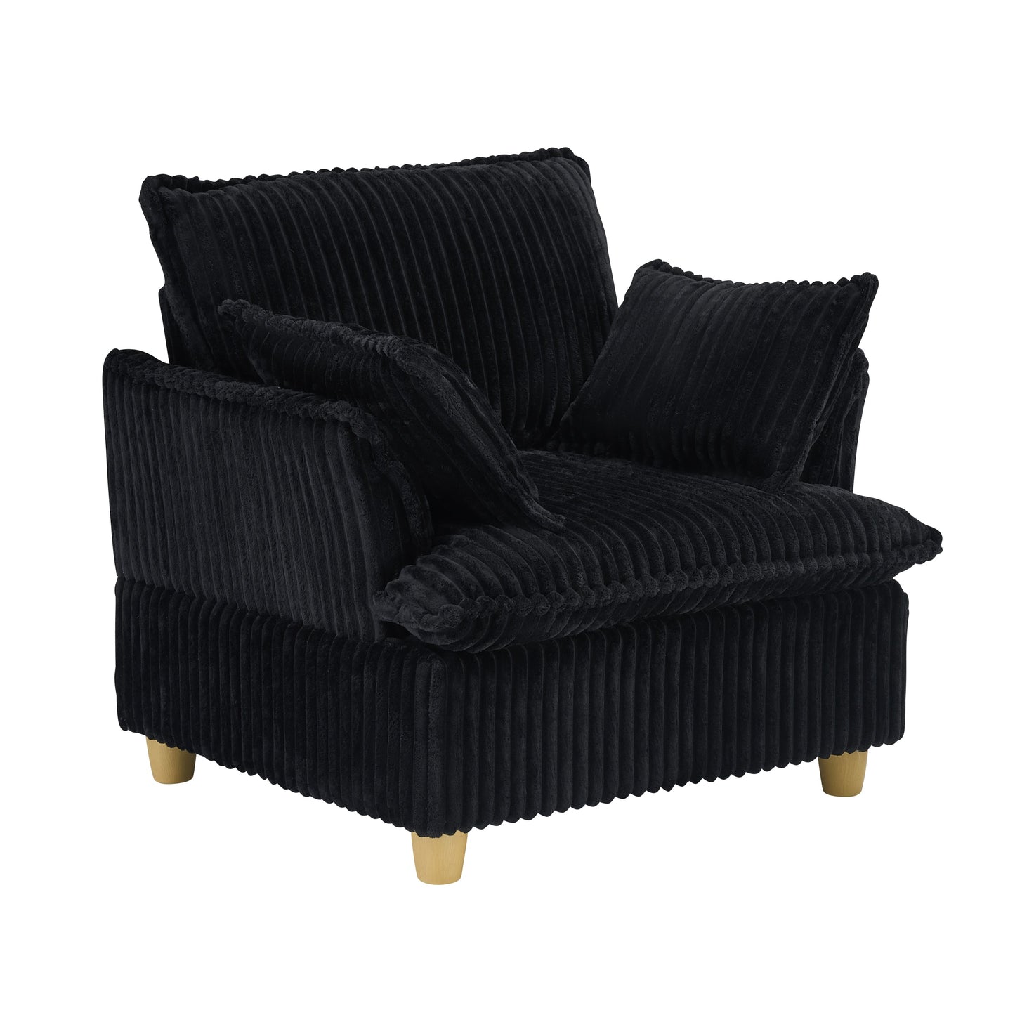 NEW Single-Seat with Ottoman and Throw Pillows Corduroy Chair Lounge