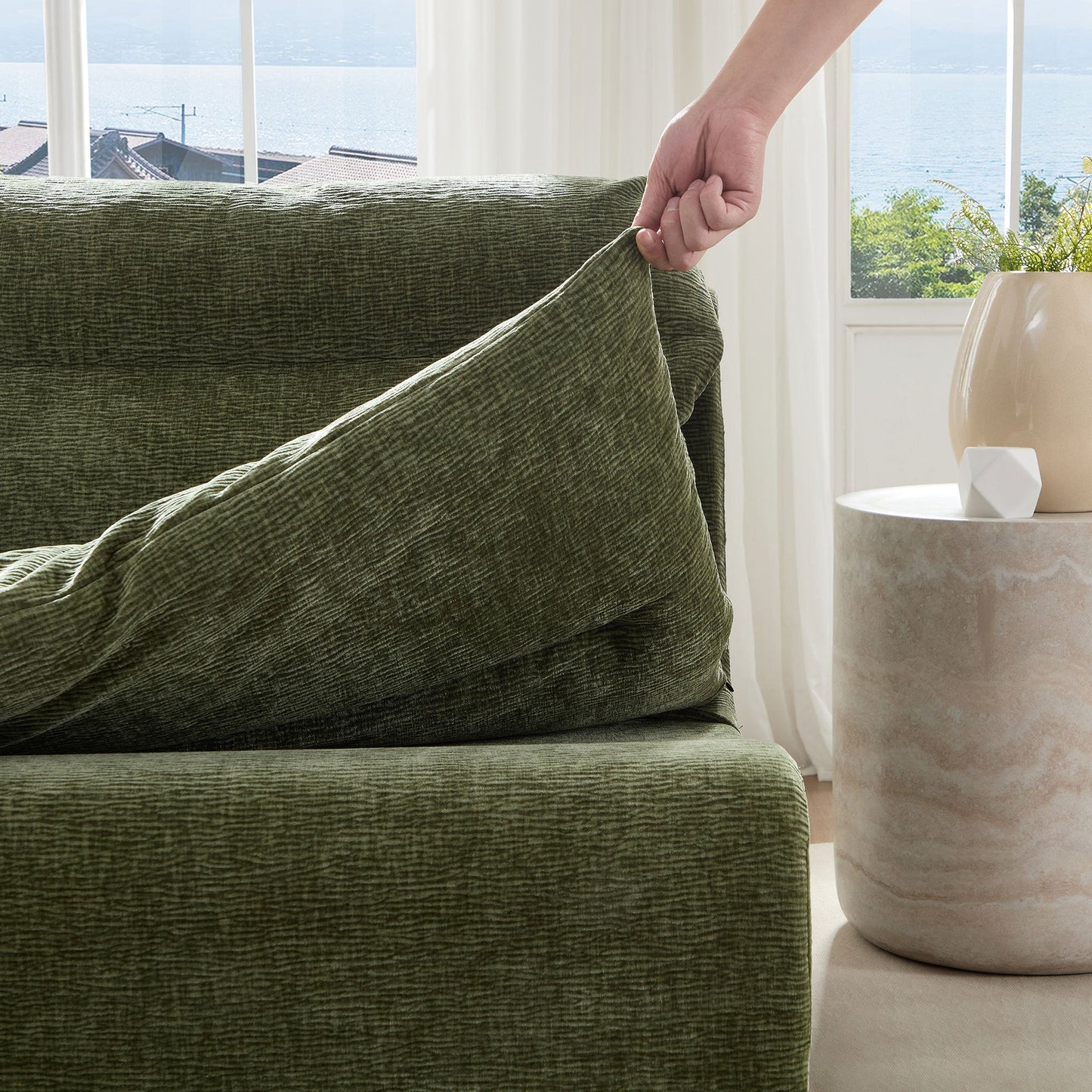 NEW Single Chair Sofa Lounge Chair With Backrest Fully Compressed Sofa Suitable For Living Room, Bedroom, Polyester,GREEN