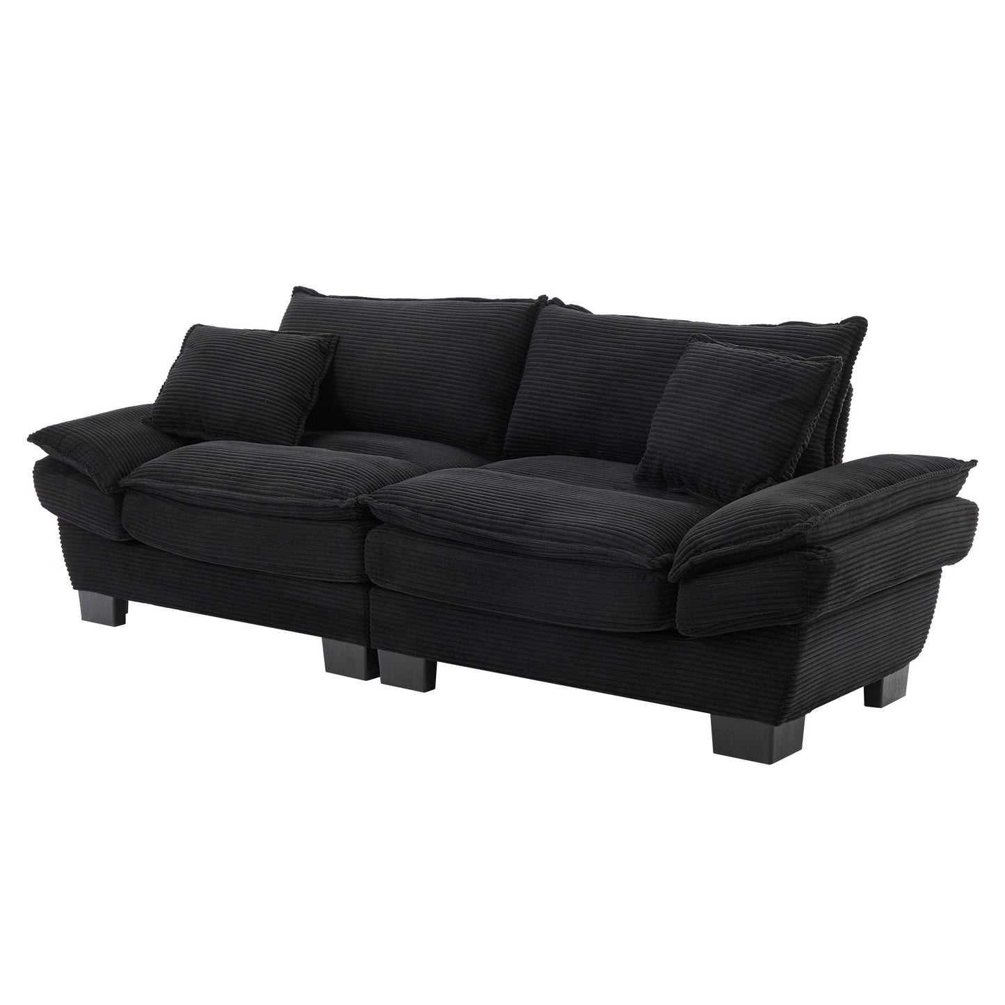 NEW Black Corduroy Sofa Sleeper Couch Loveseat Comfy Upholstered Deep Seat Sofa