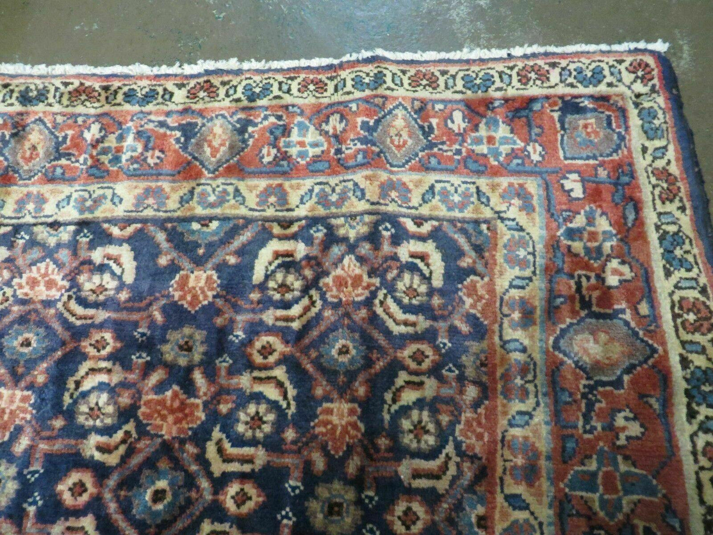 USED 3'7" X 10' Antique Handmade India Floral Oriental Wool Runner Rug Organic Blue