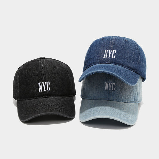 New American Retro Denim Alphabet Peaked Cap