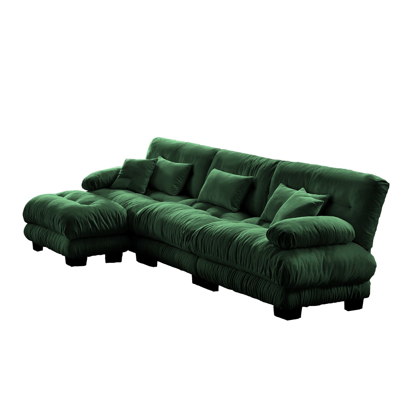 NEWn Luxury Chenille Green Oversized Modular Sectional L Shaped Cloud Deep Seat Sofa Couch with Convertible Ottoman