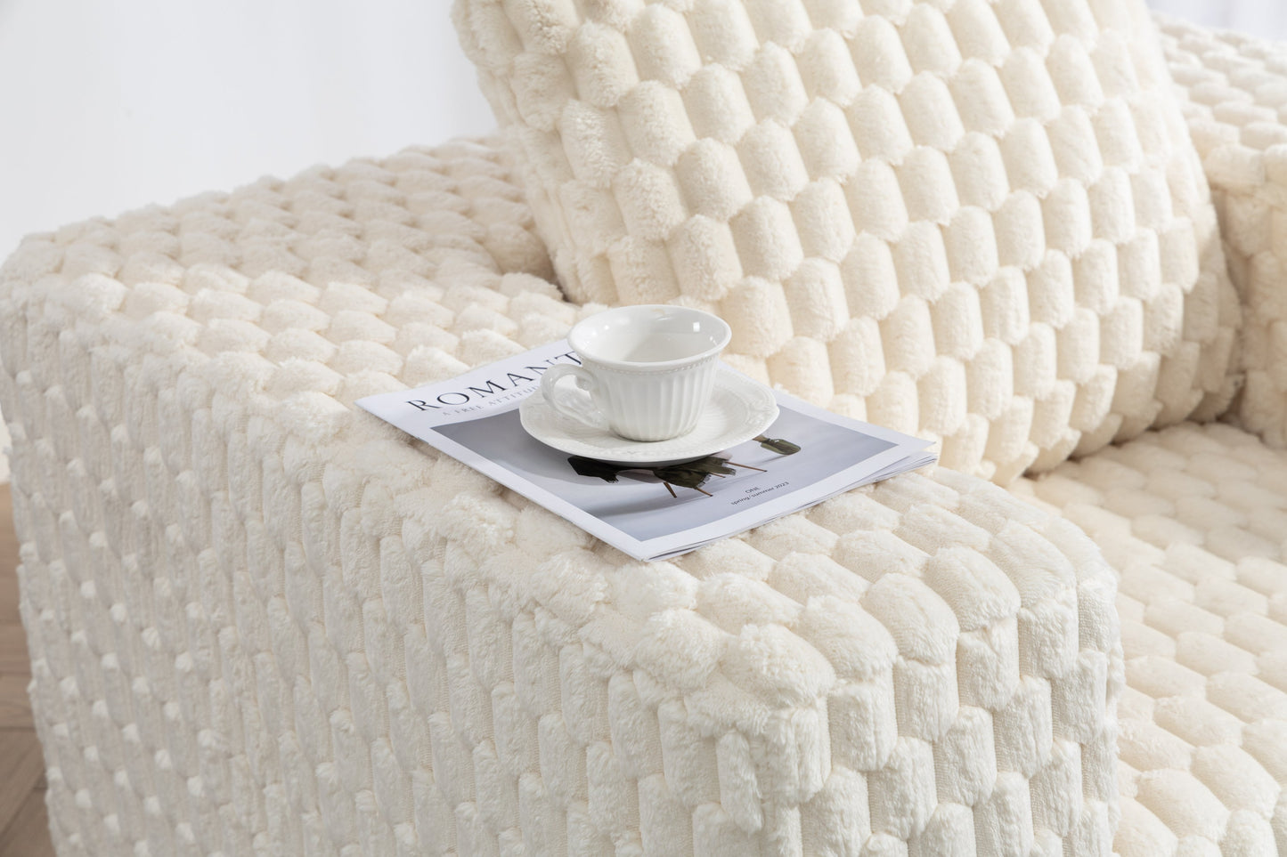 NEW Lingge Corduroy Compression Sofa with Ottoman