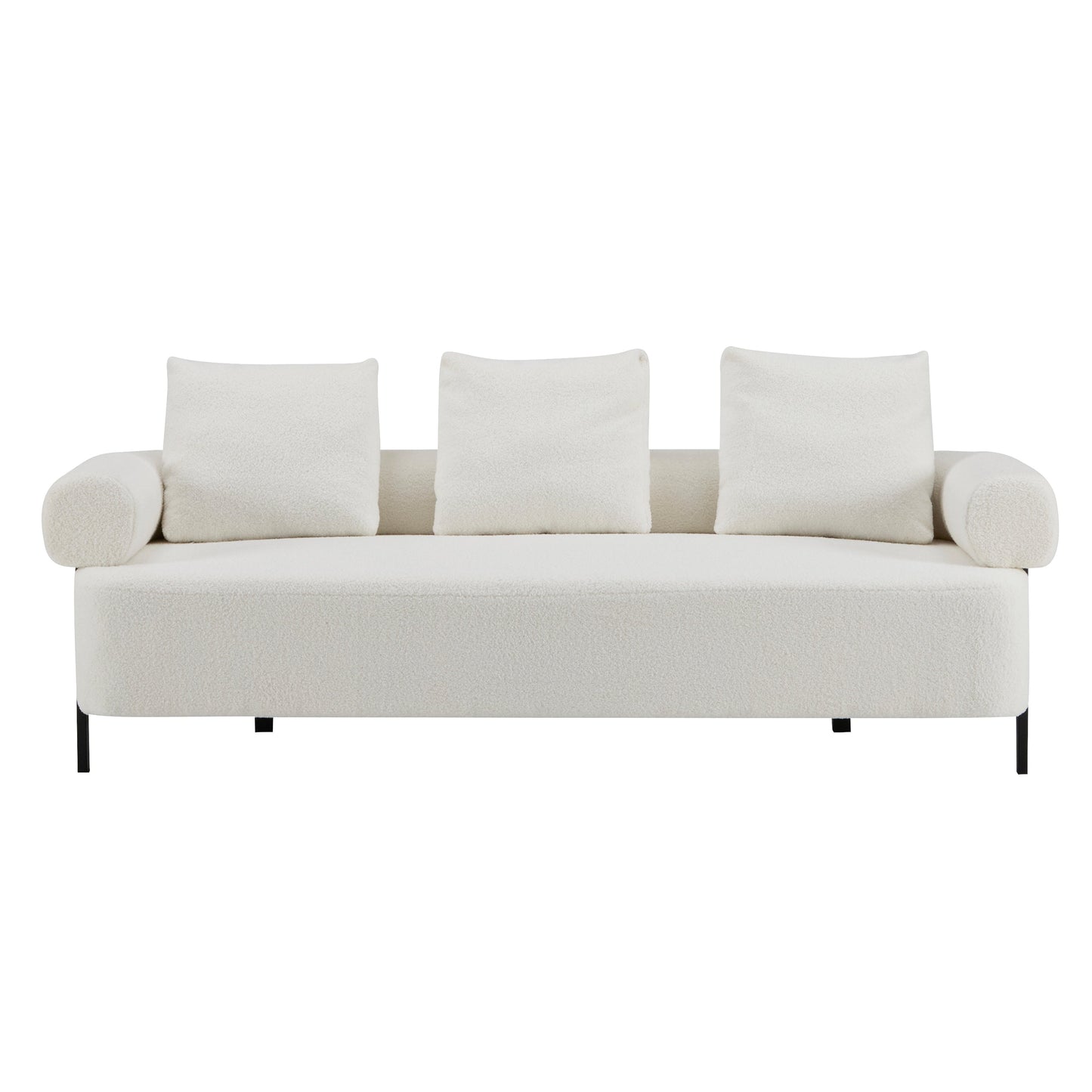 NEW 78' Modern 3-Seater Beige Upholstered Sofa, Oversized Comfy Couch with 3 Plush Pillows for Living Room, Bedroom, Apartment