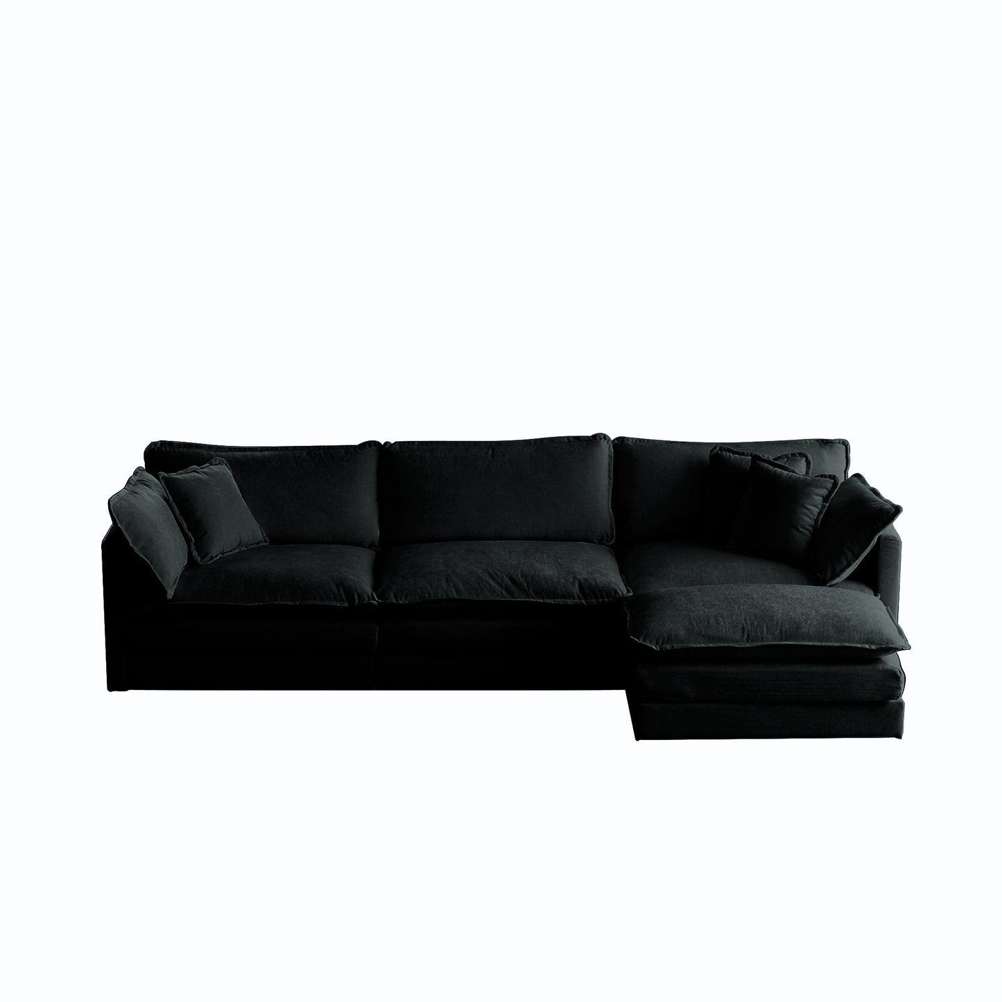 NEW Black Combination Comfy Upholstered Modular Oversized L Shaped Sectional Sofa