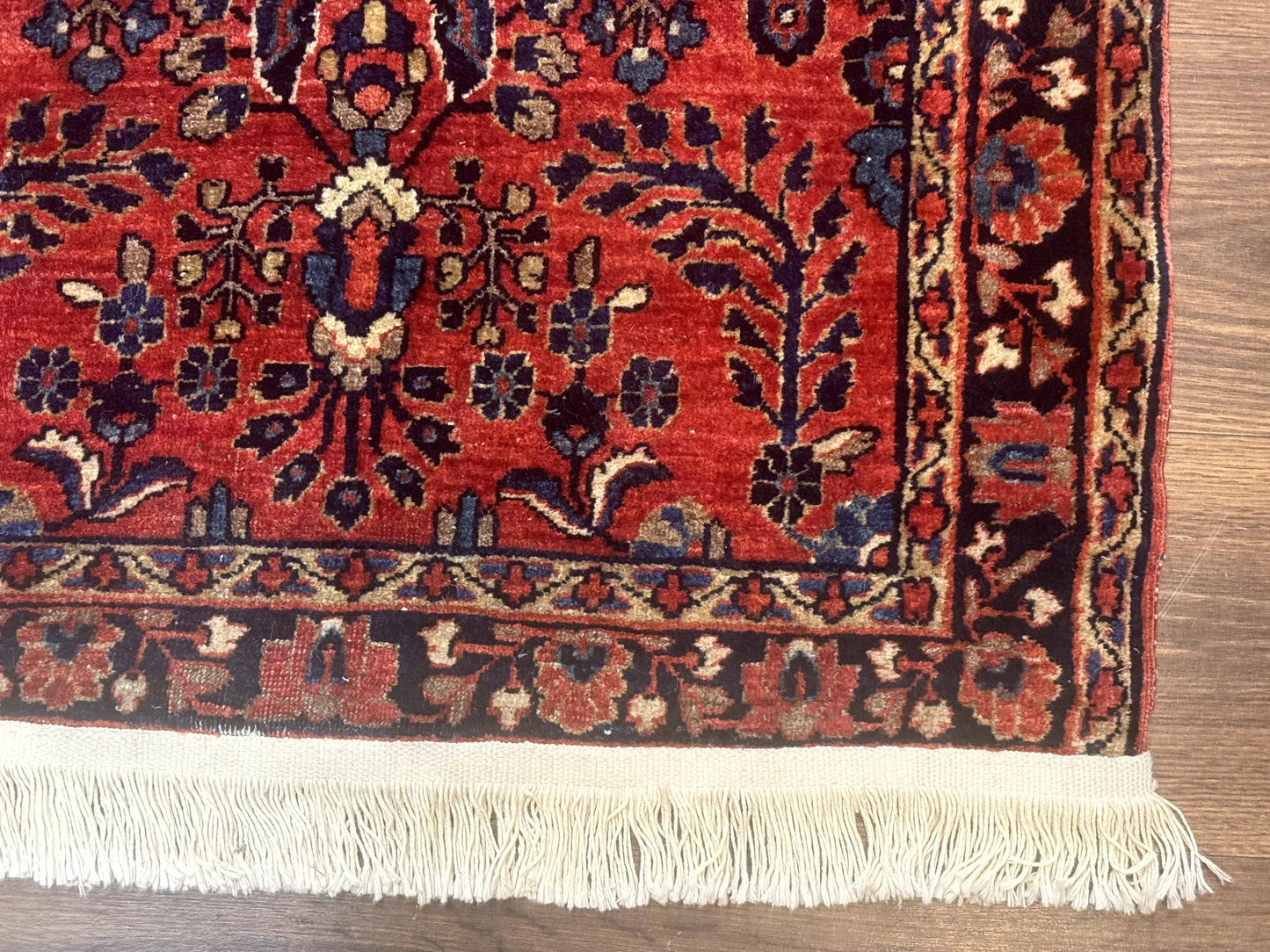 USED Small Red Persian Sarouk Rug 2.7 x 4.9, Floral, Antique