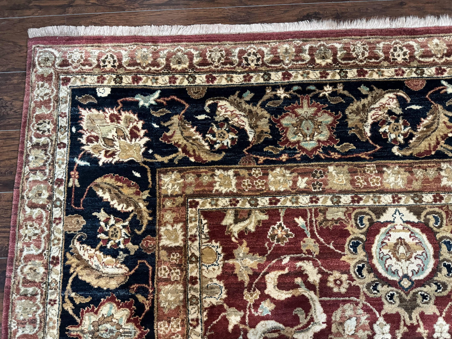 USED Palace Sized Indian Agra Rug 12x17, Wool Handmade Floral Allover Carpet