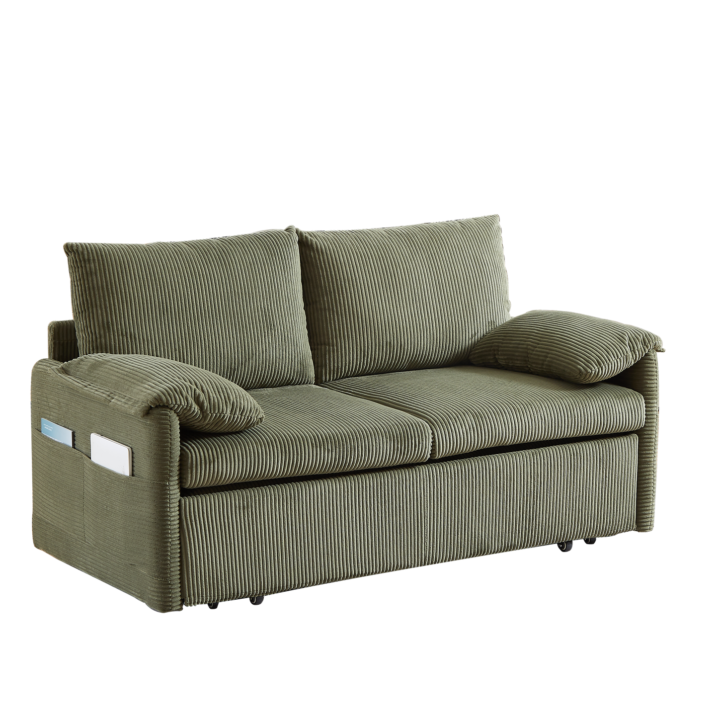 NEW MH'' 64.5 Inch 3-in-1 Adjustable Soft Corduroy Convertible Sleeper Sofa Bed