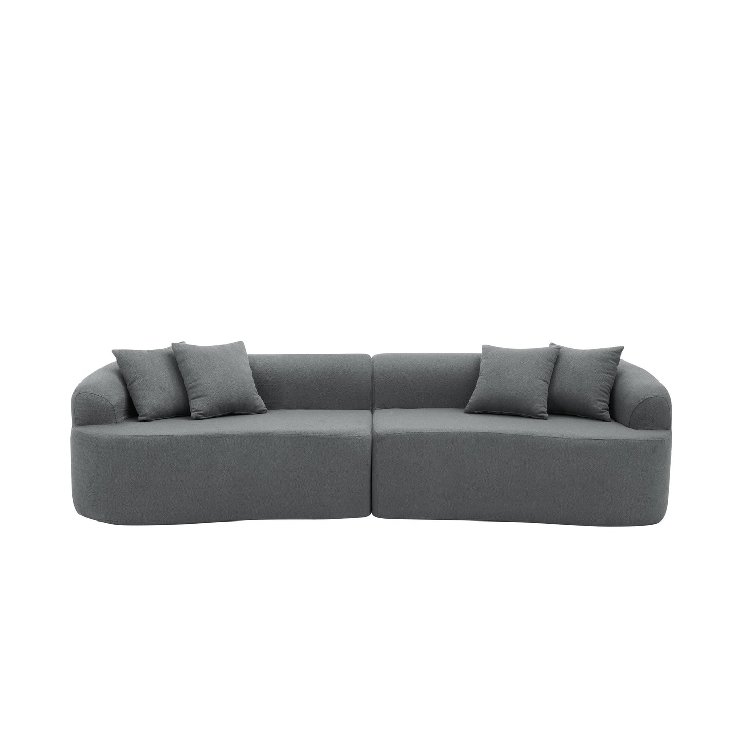 NEW Curved Modular Sectional Sofa in Lamb's Wool Fabric, Modern Minimalist Style, Compressed (No Assembly Required), Comfy for Living Room & Bedroom - Gray