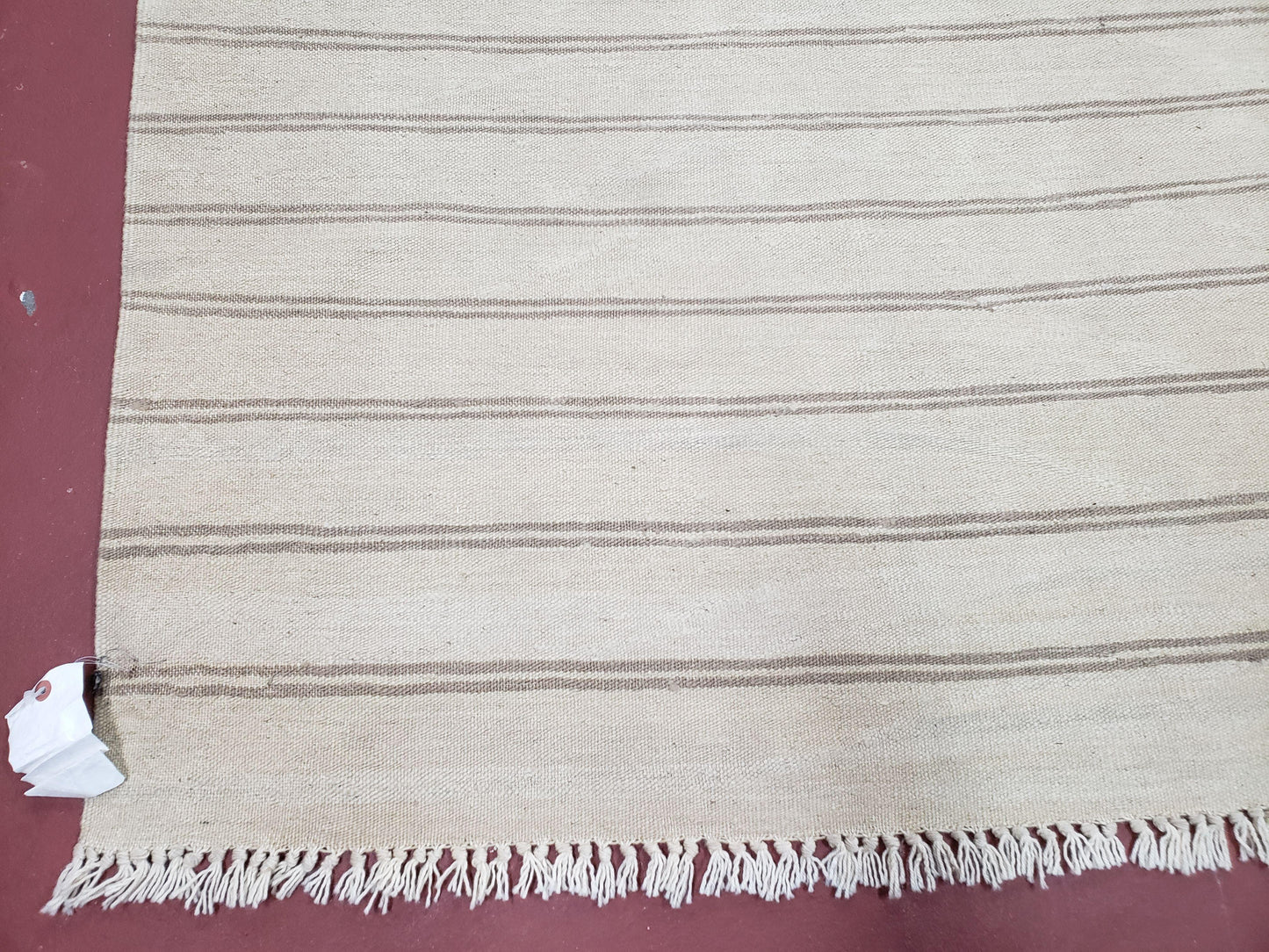 USED New Striped Turkish Kilim Area Rug 4x6 ft, Hand-Knotted, Wool, Light Gray, Earth Tone Decor, Flatweave Kilim, Two Toned Rug, Southwestern