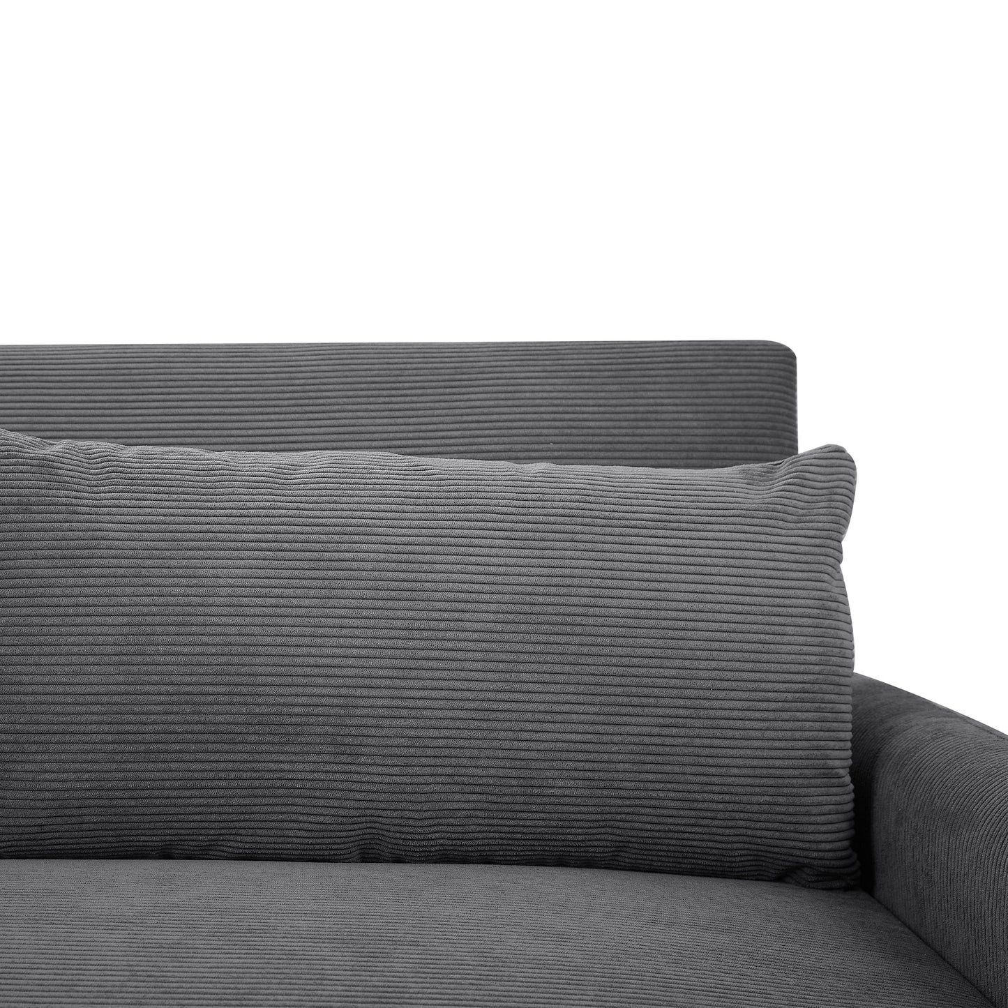 NEW 54.5’ Dark Grey Corduroy Modern Convertible Pull-out Sofa Bed