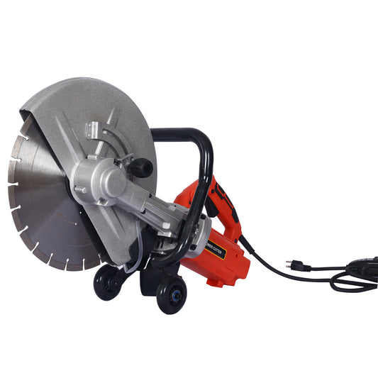 NEW 3000w Electric 14" Cut Off Saw Wet/Dry Concrete Saw Cutter Guide Roller with Water Line Attachment