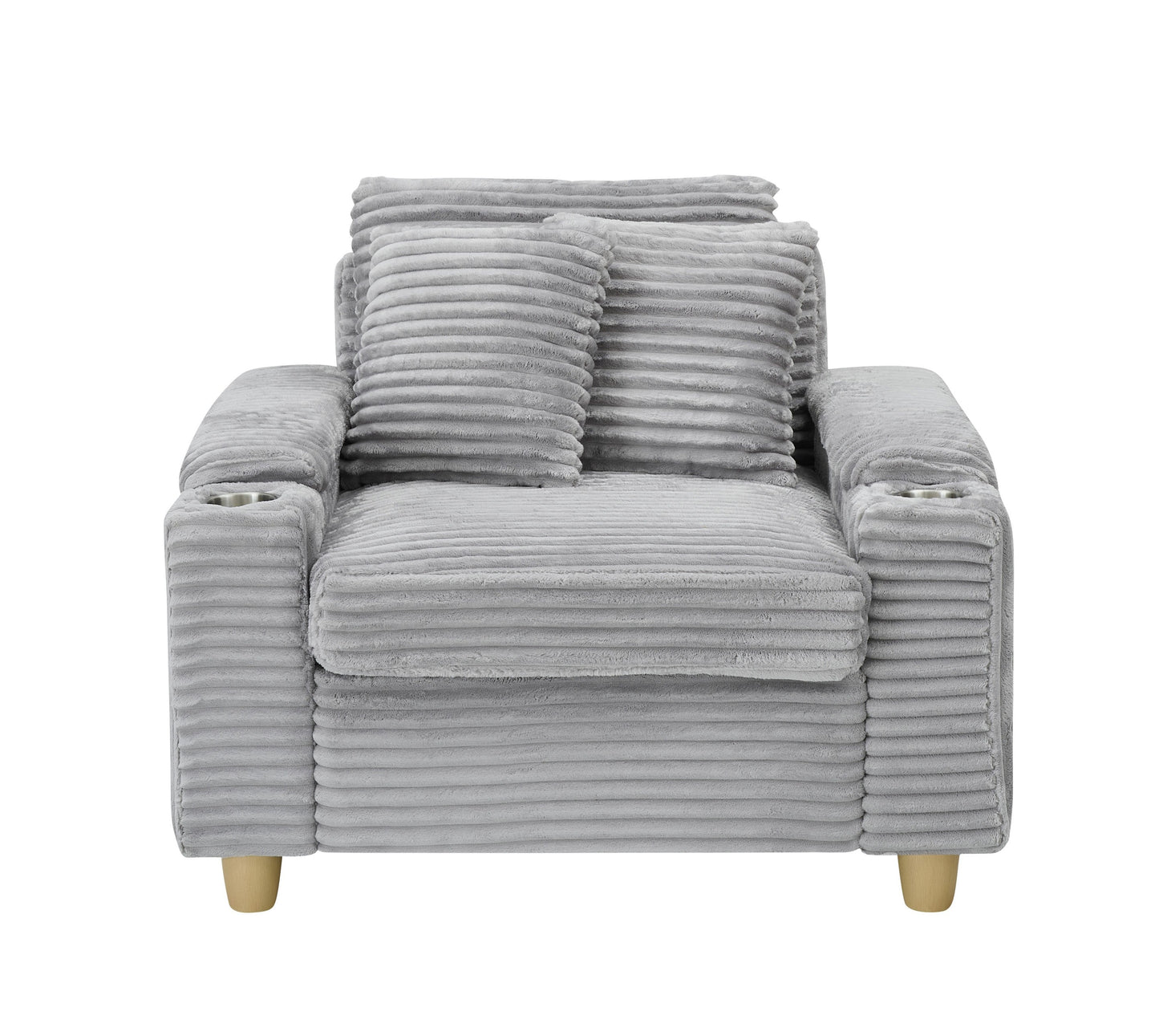 NEW Gray Corduroy Fabric Single Seater Oversized Loveseat with Storage Ottoman
