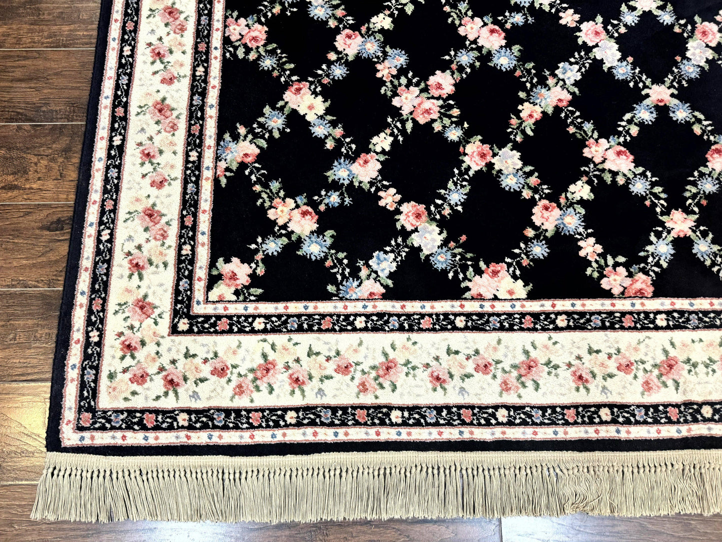 USED Karastan Rug 8.8 x 12, Garden of Eden #509/1270, Ebony Trellis, Vintage Discontinued Wool Pile Karastan Carpet