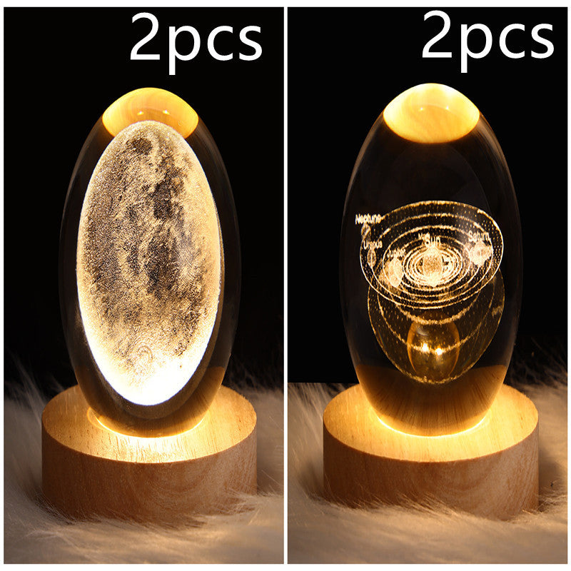 NEW LED Night Light Galaxy Crystal Ball Table Lamp 3D Planet Moon Lamp Bedroom Home Decor For Kids Party Children Birthday Gifts