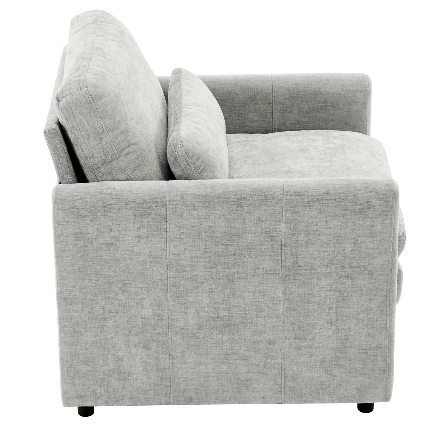 NEW Light Grey Chenille Cozy Upholstered Oversized Comfy Cloud Double Cushion Single Armchair Sofa