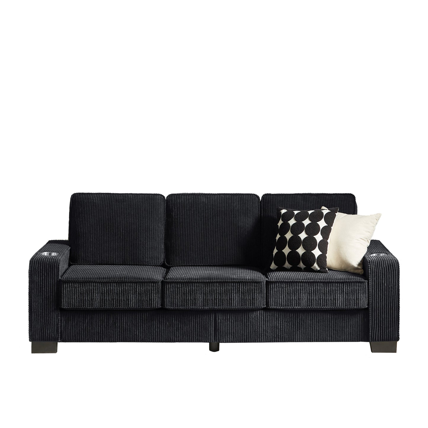 New Modern Corduroy Fabric Sofa, 3-Seater Compressed Couch