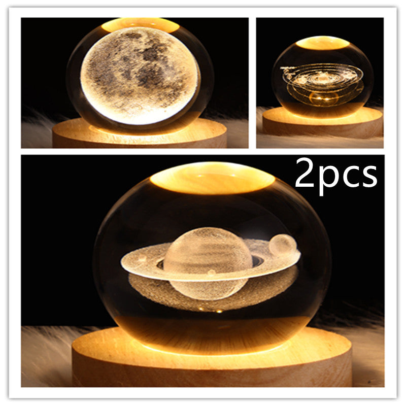 NEW LED Night Light Galaxy Crystal Ball Table Lamp 3D Planet Moon Lamp Bedroom Home Decor For Kids Party Children Birthday Gifts