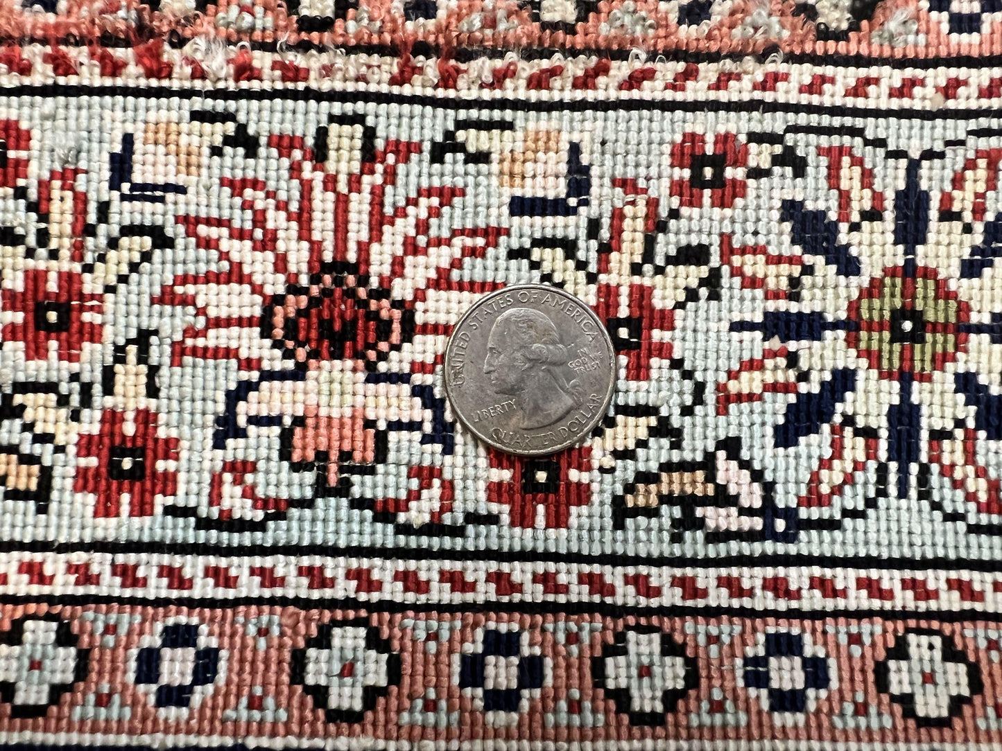 USED Silk Turkish Kayseri Rug 2x3, Very Finely Hand Knotted, Semi Open Field, Vintage, Silk Pile on Silk Foundation, 300 KPSI