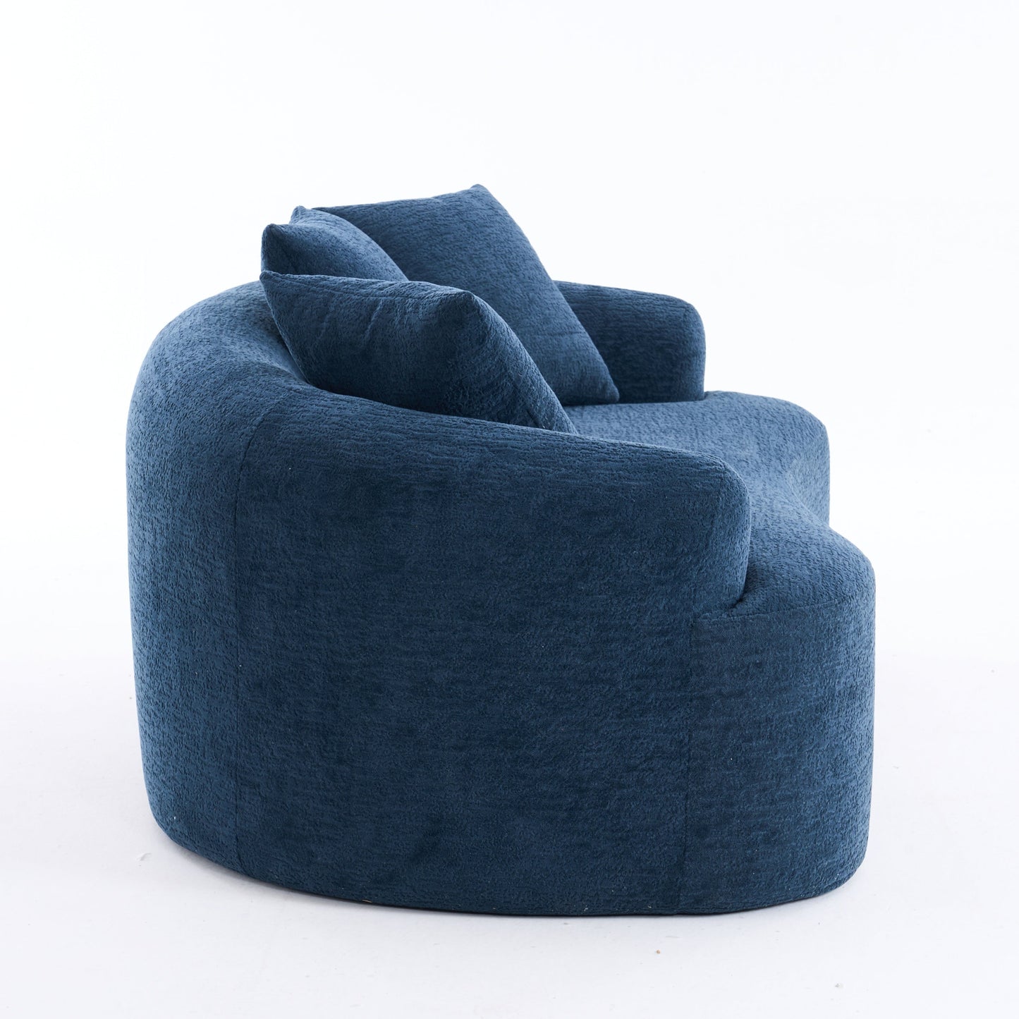 NEW LY-025S Chenille  Curved Loveseat Blue Full Compression Sponge Sofa with 3 Pillows