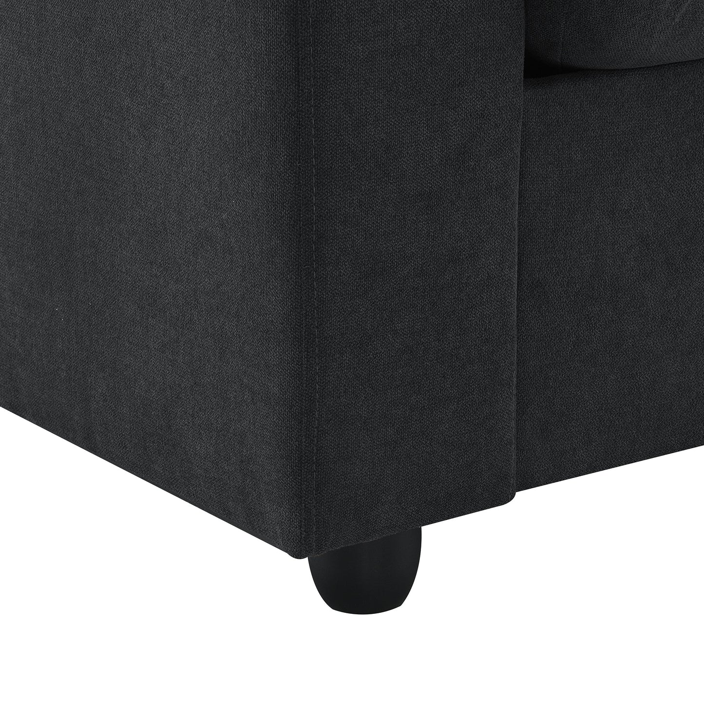 NEW L-shaped 4-Seat Polyester Black Fabric Modern Sectional Sofa