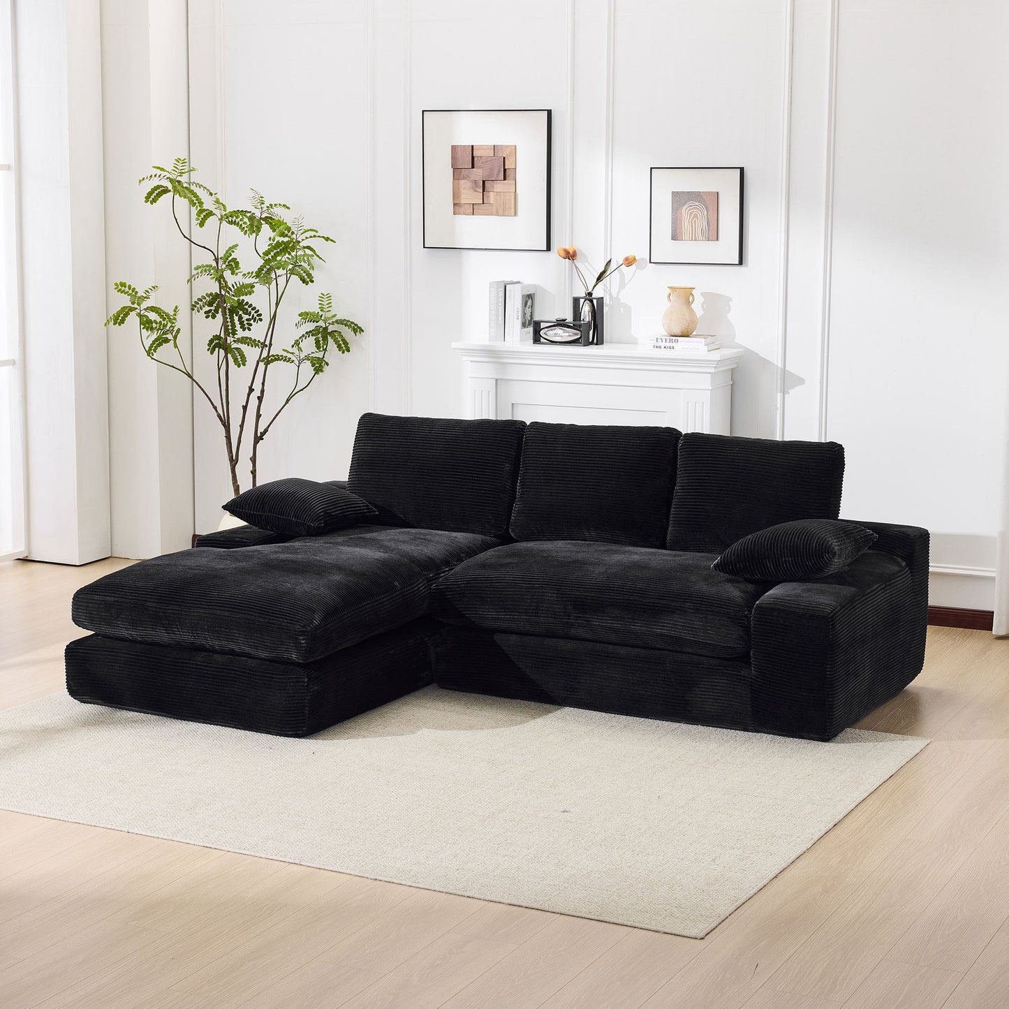 NEW 99*69' Modular Sectional Living Room Sofa Set, Modern Minimalist Style Couch, Upholstered Sleeper Sofa for Living Room, Bedroom, 2 PC Free Combination, Installation-free Sofa, L-Shape, Black