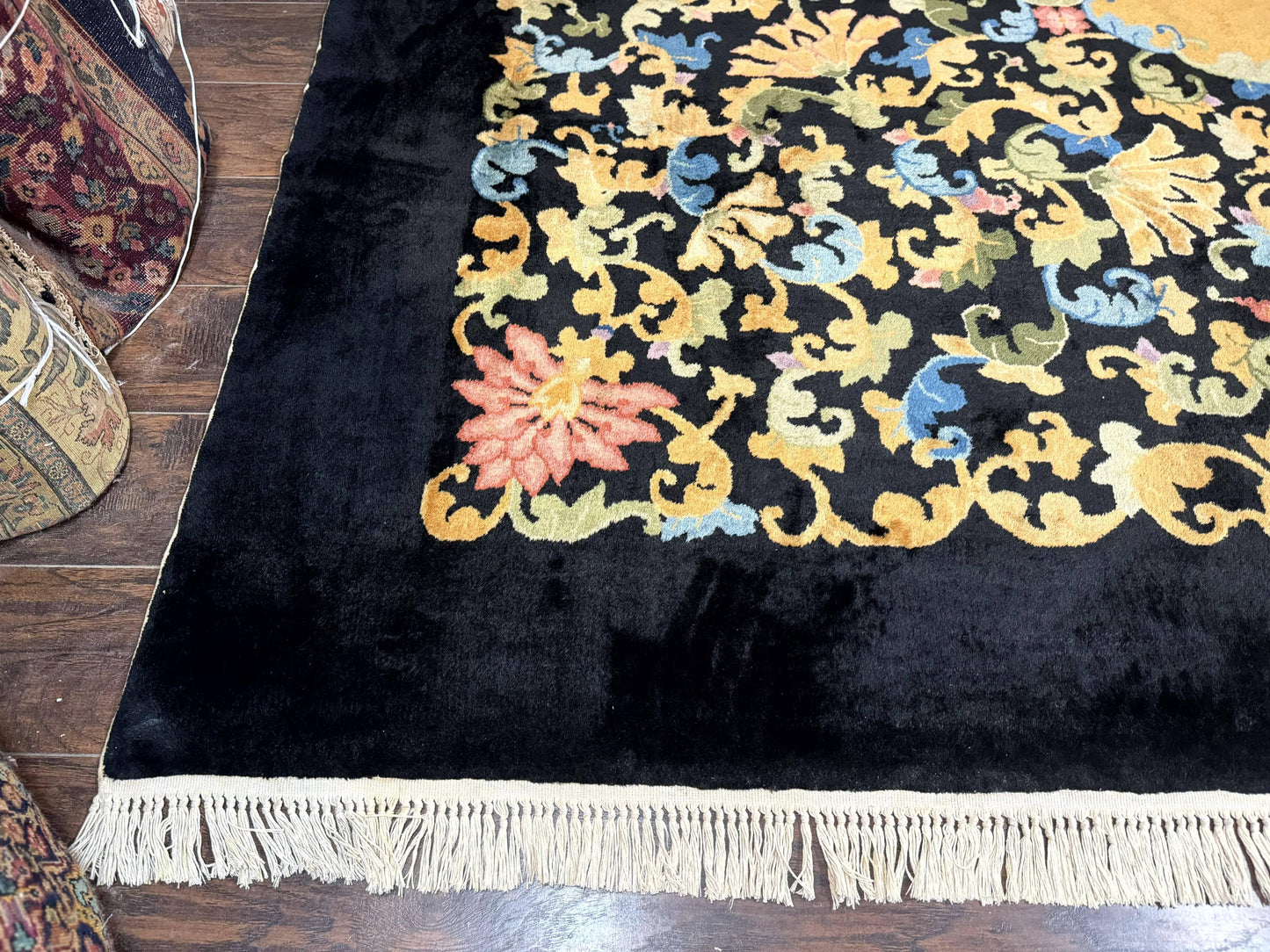 USED Antique Chinese Peking Rug 12.6 x 14.9, Palace Size Asian Oriental Carpet, Art Deco Rug, Rare