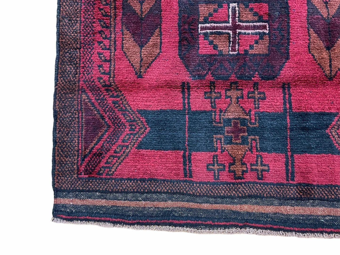 USED 2' 10" X 4'6" Vintage Handmade Tribal Wool Rug Balouchi Rug Afghan Rug Red Black