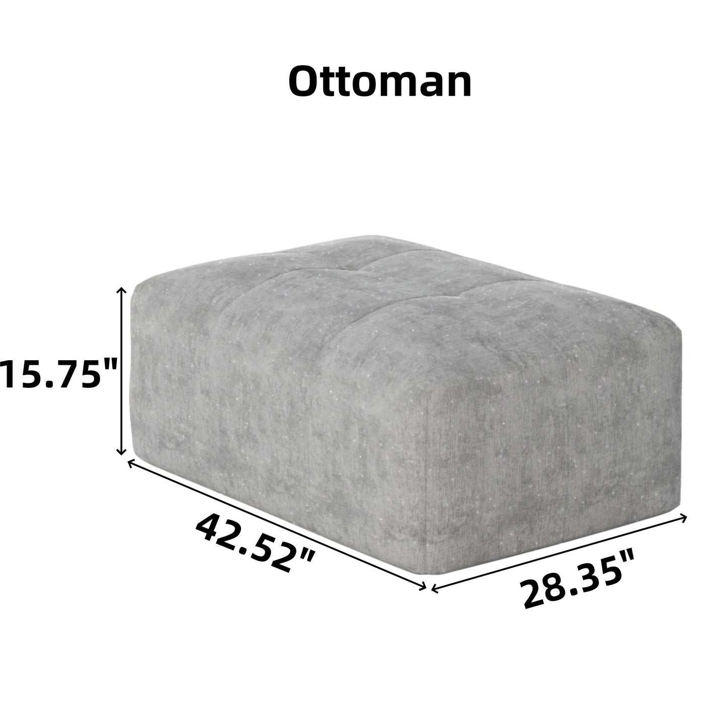 NEW Modern Oversized Modular Sectional Sofa with Ottoman, Seat, Chaise lounge and Armrest, Sparkling Chenille Fabric Soft Cushion Sofa with 4 Pillows,4 PCS DIY Combination Tufted Sofa,No Assembly Required