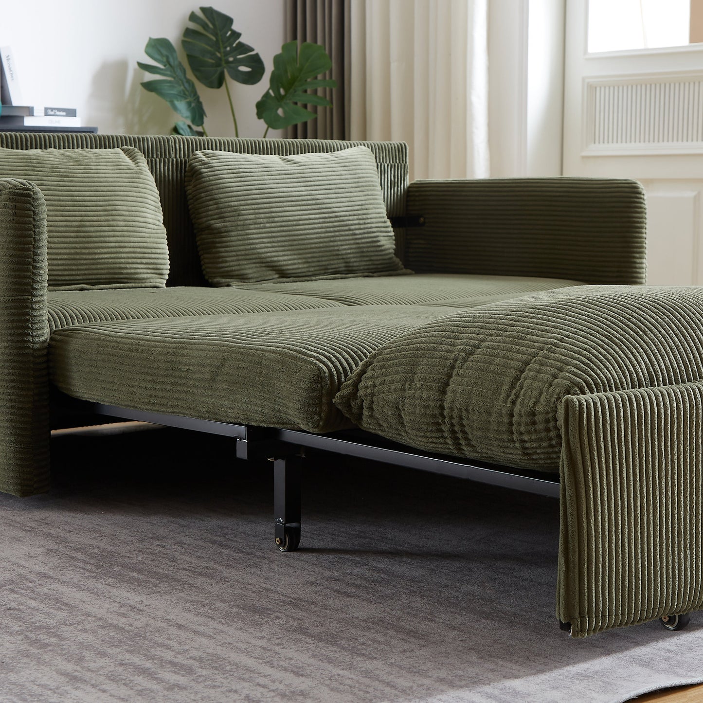 NEW MH'' 64.5 Inch 3-in-1 Adjustable Soft Corduroy Convertible Sleeper Sofa Bed