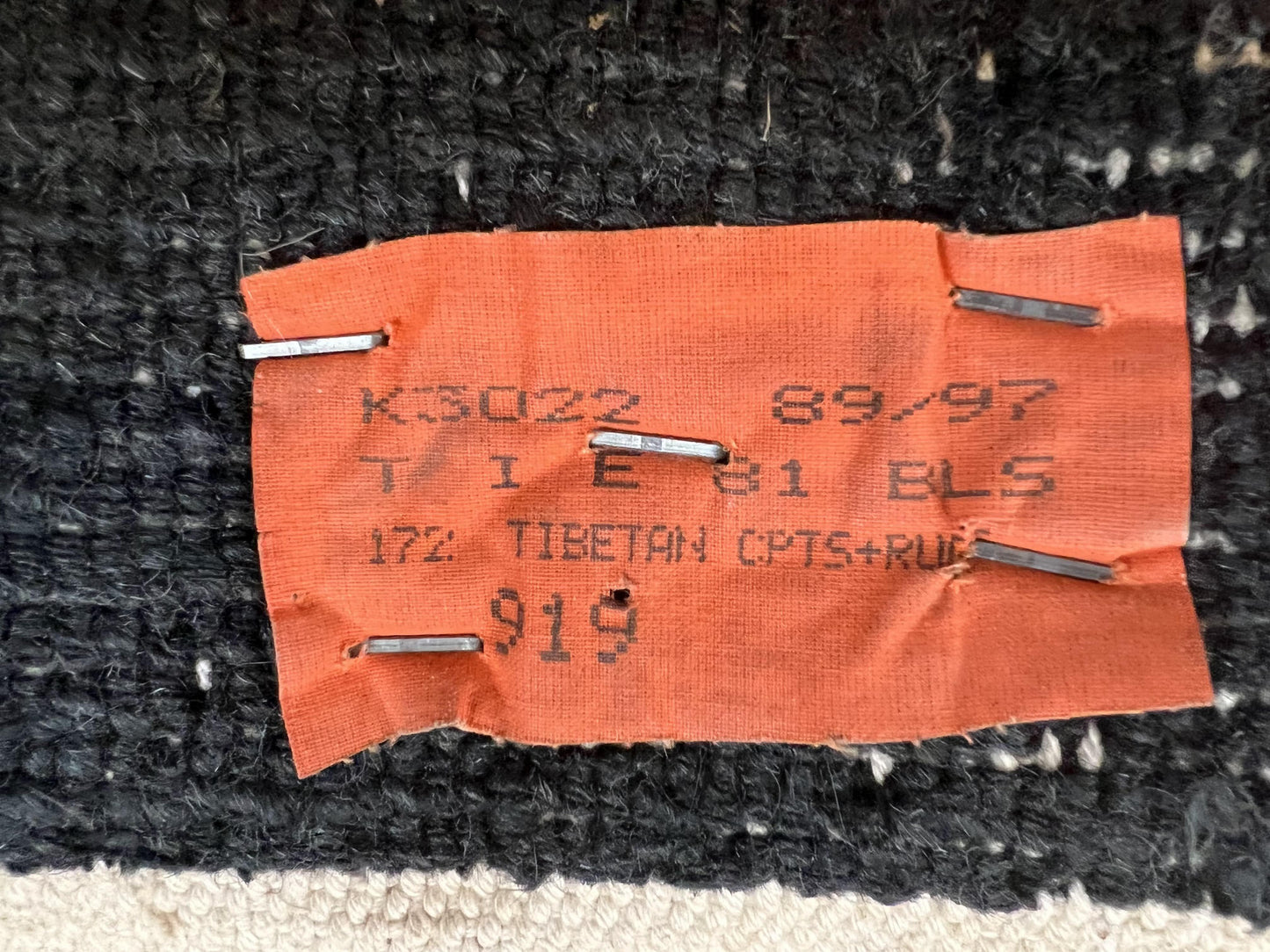 USED Tibetan Rug 9x12, Hand Knotted Tibet Nepali Contemporary Carpet 9 x 12 ft, Black and Tan, Handmade Area Rug Room Sized, Nepalese Rug