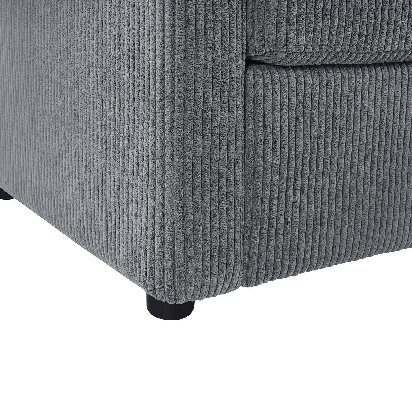 NEW Twin Size 47.2' Gray Corduroy Sleeper Loveseat Sofa Bed with Foldable Mattress USB Ports Side Table & Storage Pocket