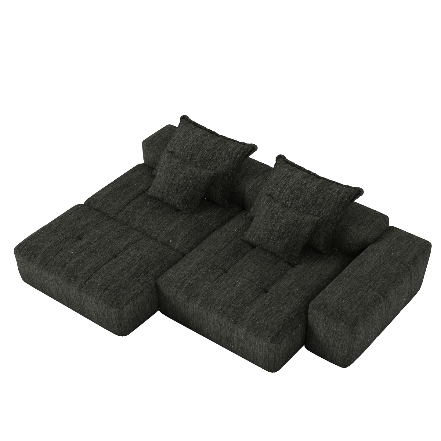 NEW Modern Oversized Modular Sectional Sofa with Ottoman, Seat, Chaise lounge and Armrest, Sparkling Chenille Fabric Soft Cushion Sofa with 4 Pillows,4 PCS DIY Combination Tufted Sofa,No Assembly Required