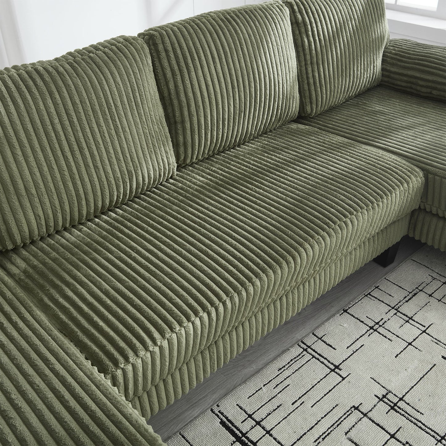 NEW VIDEO provided][New]U-Shaped Couch with Oversized Seat,4-Seat Sofa  with Double Chaise,Comfortable and spacious indoor furniture for Living Room,Apartment