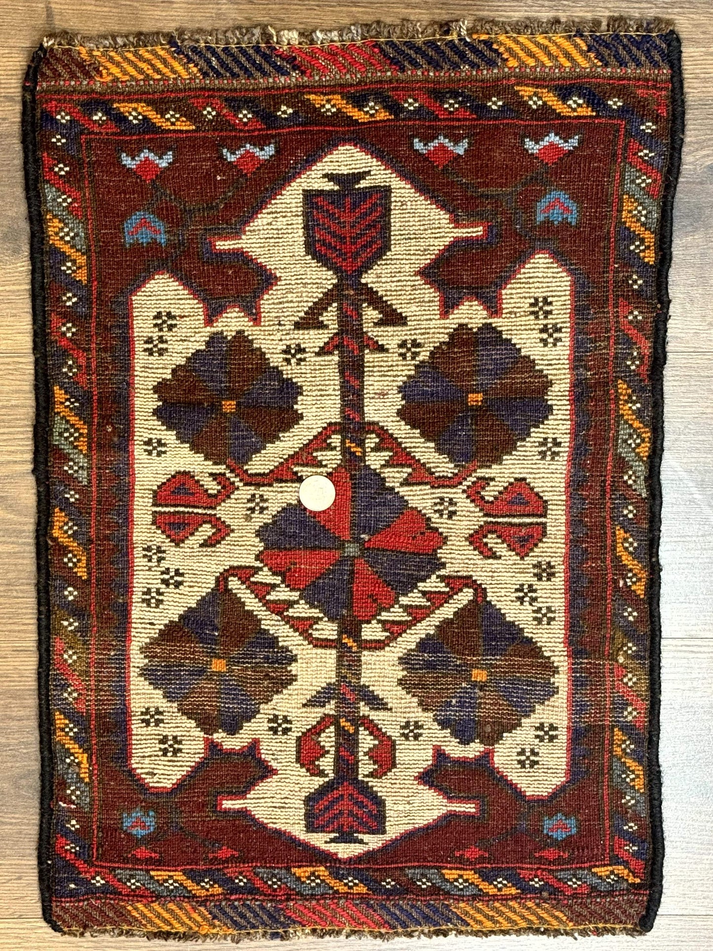 USED Small Persian Baluchi Tribal Rug, Tan, Handmade