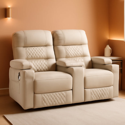 NEW Power Recliner Loveseat With Console And Heat Vibration USB Light Grey