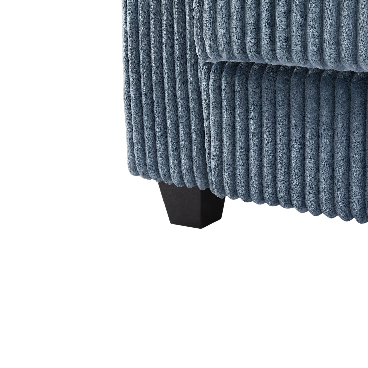 NEW Modern 4-Seater Corduroy Sofa Couch with USB Ports, Hidden Storage, Flip-Top Cup Holders, Blue, 133'