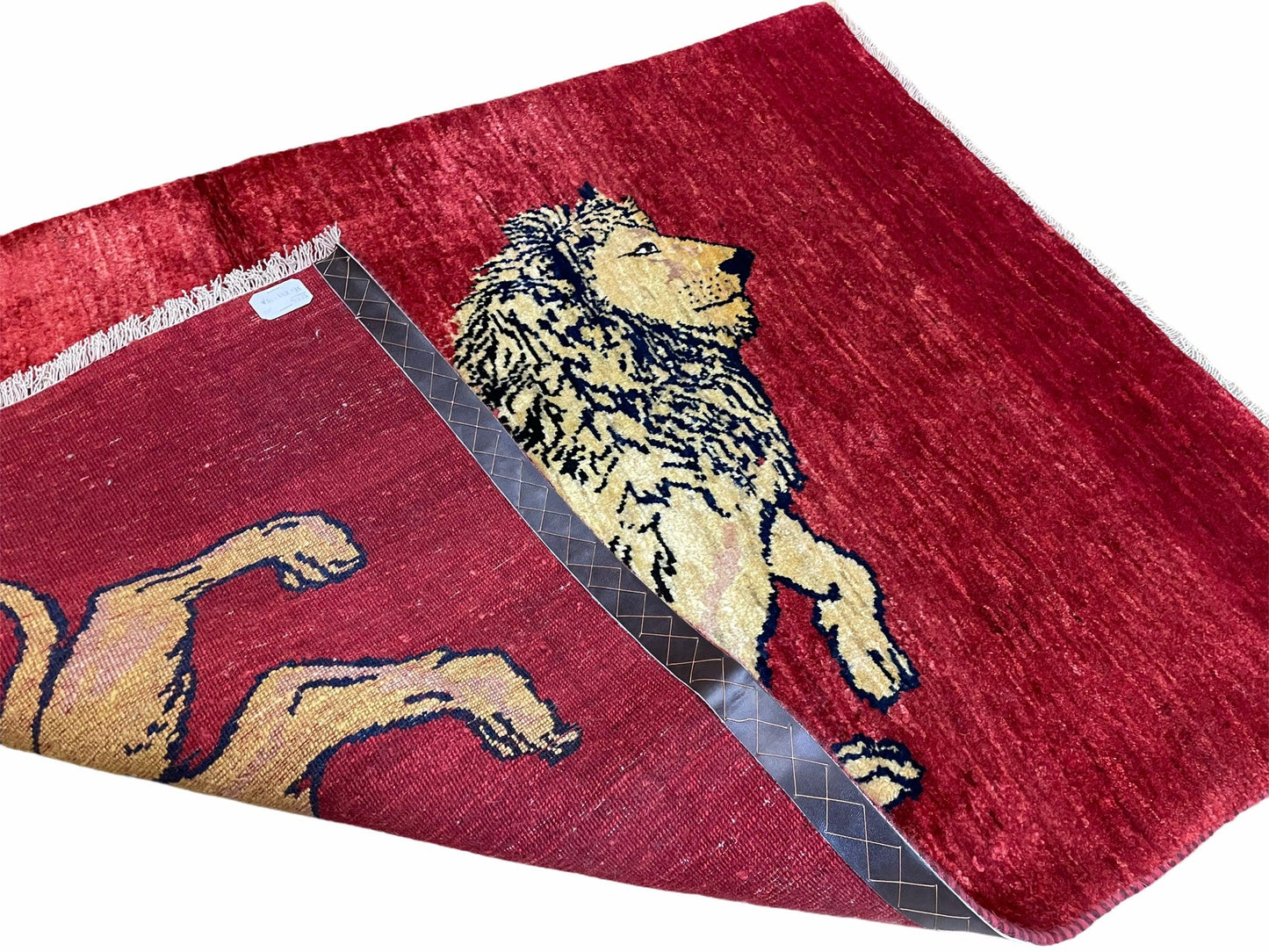 NEW 3 X 5 Handmade Hand-Knotted Quality Wool Rug New Vintage Lion Red Pictorial